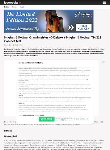 Bonedo.de Hughes & Kettner Grandmeister 40 Deluxe + Hughes & Kettner TM 212 Cabinet Bonedo.de Hughes & Kettner Grandmeister 40 Deluxe + Hughes & Kettner TM 212 Cabinet