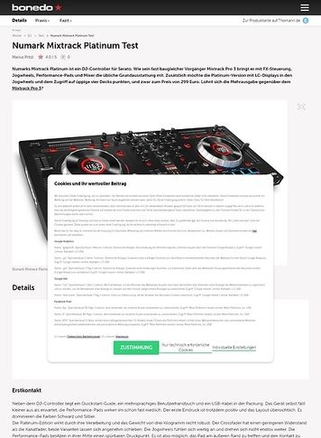 Bonedo.de Numark Mixtrack Platinum Bonedo.de Numark Mixtrack Platinum