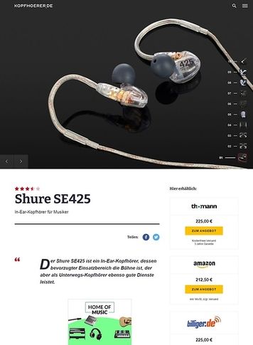 Kopfhoerer.de Shure SE425-CL Kopfhoerer.de Shure SE425-CL