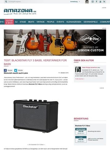 Amazona.de Test: Blackstar FLY 3 Bass, Verstärker für Bass Amazona.de Test: Blackstar FLY 3 Bass, Verstärker für Bass