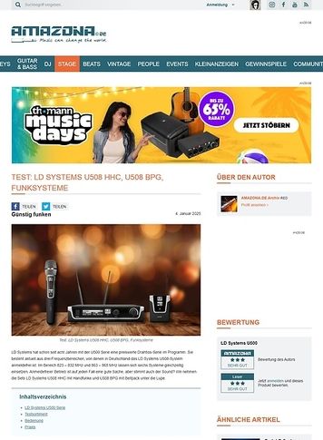 Amazona.de Test: LD Systems U508 HHC, U508 BPG, Funksysteme Amazona.de Test: LD Systems U508 HHC, U508 BPG, Funksysteme