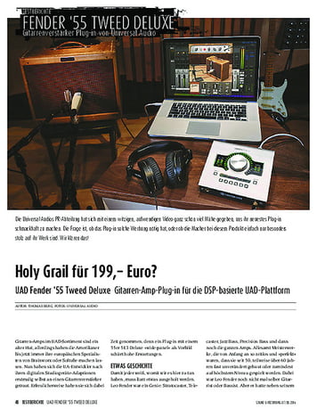 Sound & Recording UAD Fender '55 Tweed Deluxe - Gitarren-Amp-Plug-in für die DSP-basierte UAD-Plattform Sound & Recording UAD Fender '55 Tweed Deluxe - Gitarren-Amp-Plug-in für die DSP-basierte UAD-Plattform