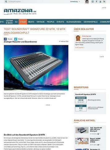 Amazona.de Test: Soundcraft Signature 22 MTK, Soundcraft Signature 12 MTK, Mischpult Amazona.de Test: Soundcraft Signature 22 MTK, Soundcraft Signature 12 MTK, Mischpult