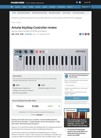 MusicRadar.com Arturia KeyStep Controller MusicRadar.com Arturia KeyStep Controller