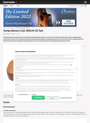 Bonedo.de Harley Benton CLD-30SCM CE Bonedo.de Harley Benton CLD-30SCM CE