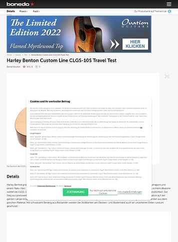 Bonedo.de Harley Benton Custom Line CLGS-10S Travel Bonedo.de Harley Benton Custom Line CLGS-10S Travel