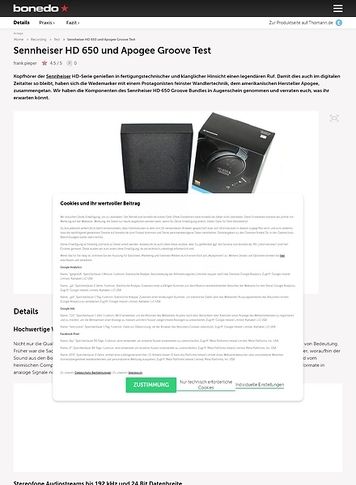 Bonedo.de Sennheiser HD 650 und Apogee Groove Bonedo.de Sennheiser HD 650 und Apogee Groove