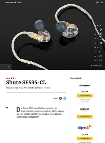 Kopfhoerer.de Shure SE535-CL Kopfhoerer.de Shure SE535-CL