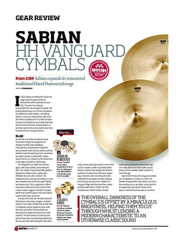 Rhythm Sabian HH Vanguard Cymbals Rhythm Sabian HH Vanguard Cymbals