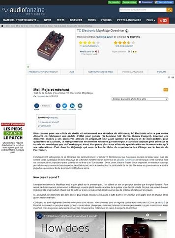 Audiofanzine.com TC Electronic MojoMojo Overdrive Audiofanzine.com TC Electronic MojoMojo Overdrive