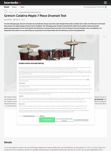 Bonedo.de Gretsch Catalina Maple 7 Piece Drumset Bonedo.de Gretsch Catalina Maple 7 Piece Drumset