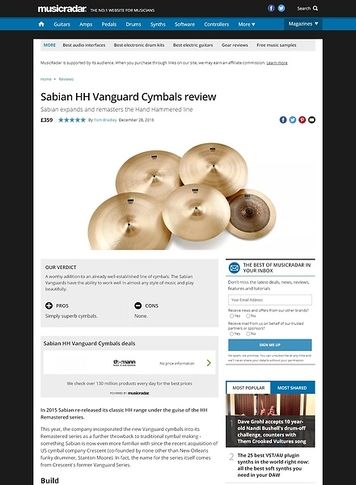 MusicRadar.com Sabian HH Vanguard Cymbals MusicRadar.com Sabian HH Vanguard Cymbals