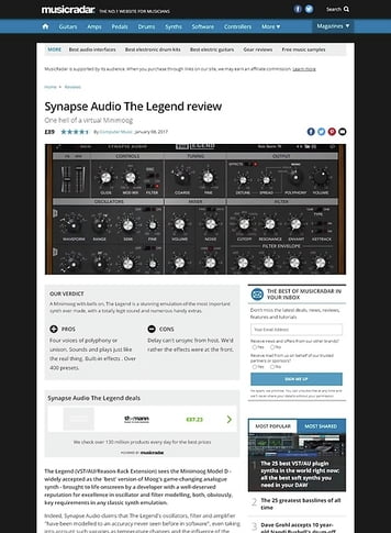 MusicRadar.com Synapse Audio The Legend MusicRadar.com Synapse Audio The Legend