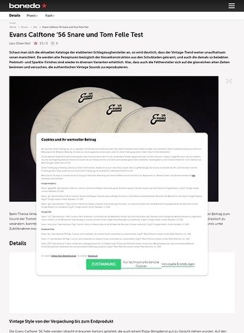Bonedo.de Evans Calftone ‘56 Snare- und Tom-Felle Bonedo.de Evans Calftone ‘56 Snare- und Tom-Felle