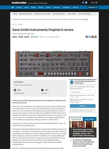 MusicRadar.com Dave Smith Instruments Prophet-6 MusicRadar.com Dave Smith Instruments Prophet-6
