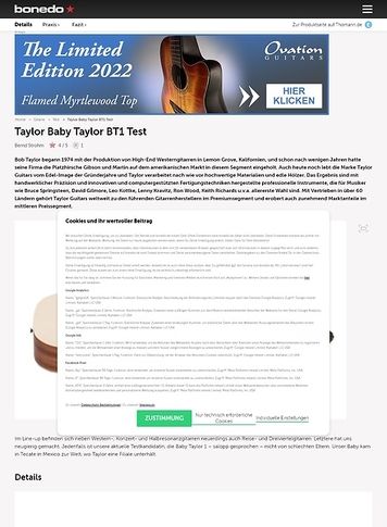 Bonedo.de Taylor Baby Taylor BT1 Bonedo.de Taylor Baby Taylor BT1