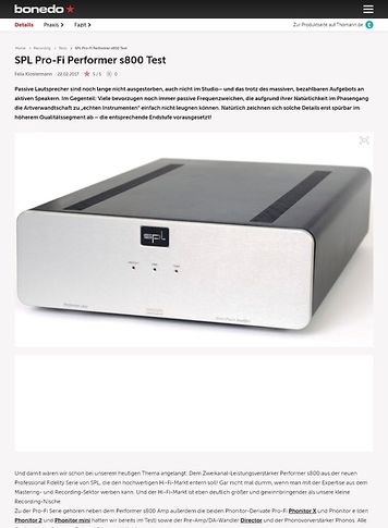 Bonedo.de SPL Pro-Fi Performer s800 Bonedo.de SPL Pro-Fi Performer s800