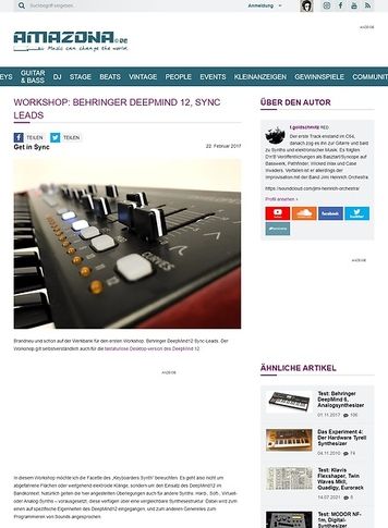Amazona.de Workshop: Behringer DeepMind 12, Sync Leads Amazona.de Workshop: Behringer DeepMind 12, Sync Leads