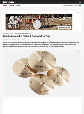 Bonedo.de Istanbul Agop Xist Brilliant Cymbals Pro Bonedo.de Istanbul Agop Xist Brilliant Cymbals Pro