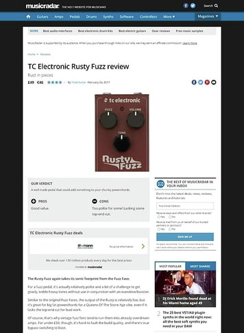 MusicRadar.com TC Electronic Rusty Fuzz MusicRadar.com TC Electronic Rusty Fuzz