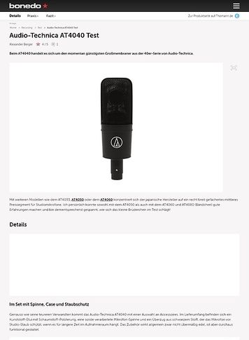 Bonedo.de Audio-Technica AT4040 Bonedo.de Audio-Technica AT4040