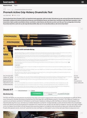 Bonedo.de Promark Active Grip Hickory Drumsticks Bonedo.de Promark Active Grip Hickory Drumsticks
