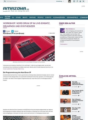 Amazona.de Workshop: Nord Drum 3 im Live-Einsatz Amazona.de Workshop: Nord Drum 3 im Live-Einsatz