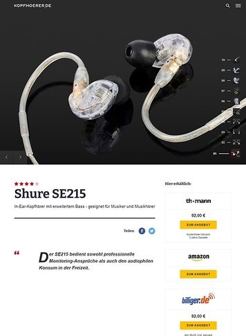 Kopfhoerer.de Shure SE215-CL Kopfhoerer.de Shure SE215-CL