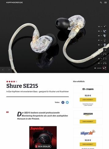 Kopfhoerer.de Shure SE215-CL Kopfhoerer.de Shure SE215-CL