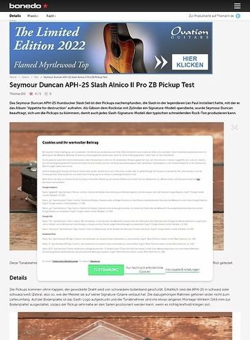 Bonedo.de Seymour Duncan APH-2S Slash Alnico II Pro ZB Pickup Bonedo.de Seymour Duncan APH-2S Slash Alnico II Pro ZB Pickup