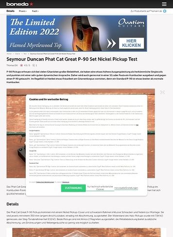 Bonedo.de Seymour Duncan Phat Cat Great P-90 Set Nickel Pickup Bonedo.de Seymour Duncan Phat Cat Great P-90 Set Nickel Pickup