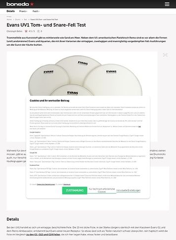 Bonedo.de Evans UV1 Tom- und Snare-Fell Bonedo.de Evans UV1 Tom- und Snare-Fell