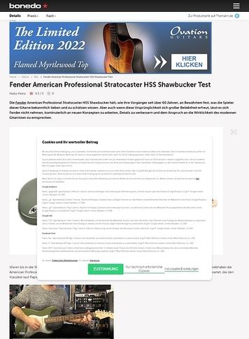 Bonedo.de Fender American Professional Stratocaster HSS Shawbucker Bonedo.de Fender American Professional Stratocaster HSS Shawbucker