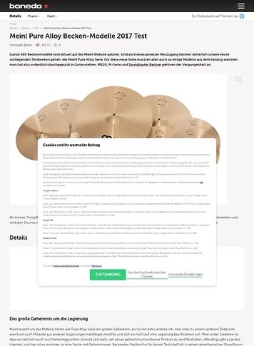 Bonedo.de Meinl Pure Alloy Becken-Modelle 2017 Bonedo.de Meinl Pure Alloy Becken-Modelle 2017