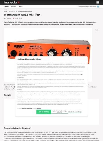 Bonedo.de Warm Audio WA12 mkII Bonedo.de Warm Audio WA12 mkII