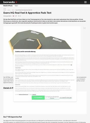 Bonedo.de Evans HQ Real Feel & Apprentice Pads Bonedo.de Evans HQ Real Feel & Apprentice Pads