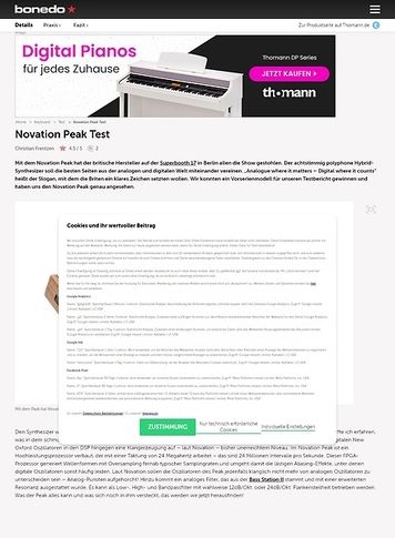 Bonedo.de Novation PEAK Test Preview Bonedo.de Novation PEAK Test Preview