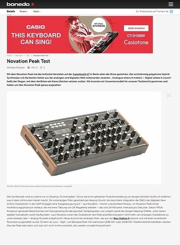 Bonedo.de Novation Peak Bonedo.de Novation Peak