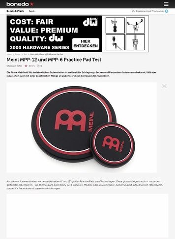 Bonedo.de Meinl MPP-12 und MPP-6 Practice Pad Bonedo.de Meinl MPP-12 und MPP-6 Practice Pad