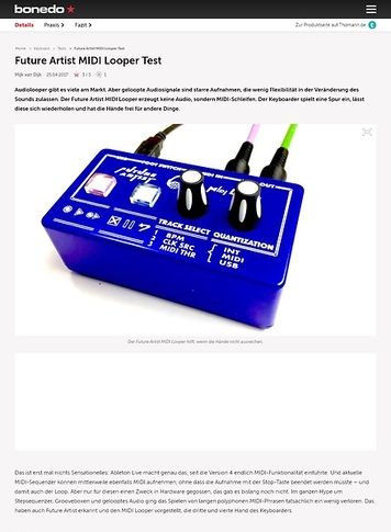Bonedo.de Future Artist MIDI Looper Bonedo.de Future Artist MIDI Looper