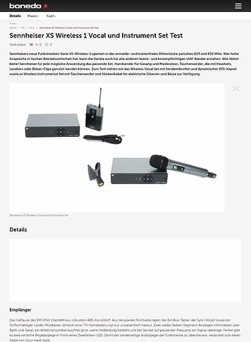 Bonedo.de Sennheiser XS Wireless 1 Vocal und Instrument Set Bonedo.de Sennheiser XS Wireless 1 Vocal und Instrument Set