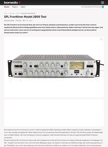 Bonedo.de SPL Frontliner Model 2800 Bonedo.de SPL Frontliner Model 2800