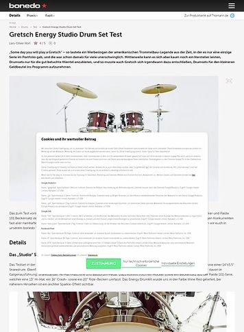 Bonedo.de Gretsch Energy Studio Drum Set Bonedo.de Gretsch Energy Studio Drum Set