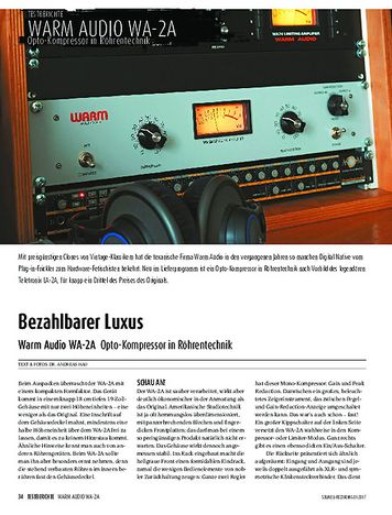 Sound & Recording Warm Audio WA-2A - Opto-Kompressor in Röhrentechnik Sound & Recording Warm Audio WA-2A - Opto-Kompressor in Röhrentechnik