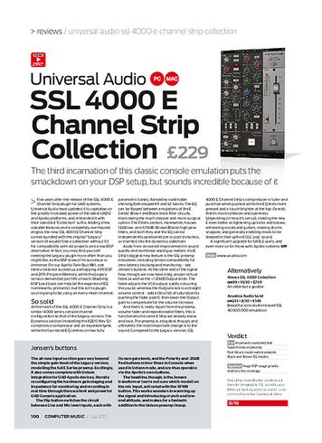 Computer Music Universal Audio SSL 4000 E Channel Strip Collection Computer Music Universal Audio SSL 4000 E Channel Strip Collection
