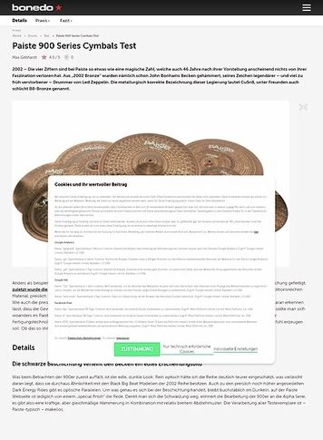 Bonedo.de Paiste 900 Series Cymbals Bonedo.de Paiste 900 Series Cymbals