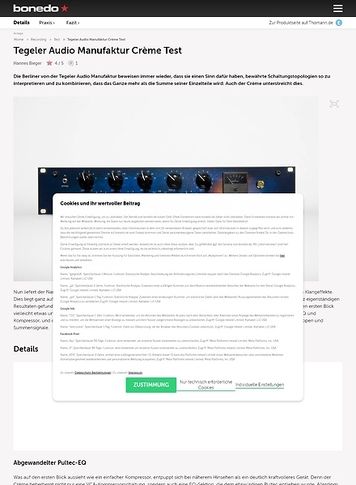 Bonedo.de Tegeler Audio Manufaktur Crème Bonedo.de Tegeler Audio Manufaktur Crème