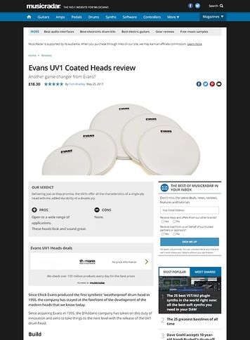 MusicRadar.com Evans UV1 Coated Heads MusicRadar.com Evans UV1 Coated Heads