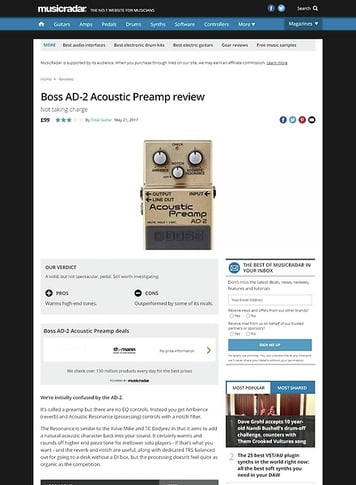 MusicRadar.com Boss AD-2 Acoustic Preamp MusicRadar.com Boss AD-2 Acoustic Preamp