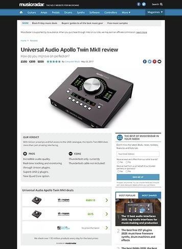 MusicRadar.com Universal Audio Apollo Twin MkII MusicRadar.com Universal Audio Apollo Twin MkII